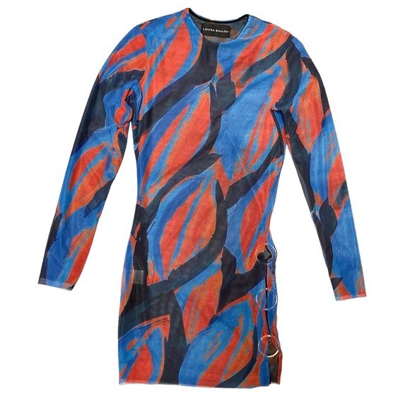 Louisa Ballou Heatwave Triple Ring Long Sleeve Mesh Mini Dress Size S - Picture 5 of 8